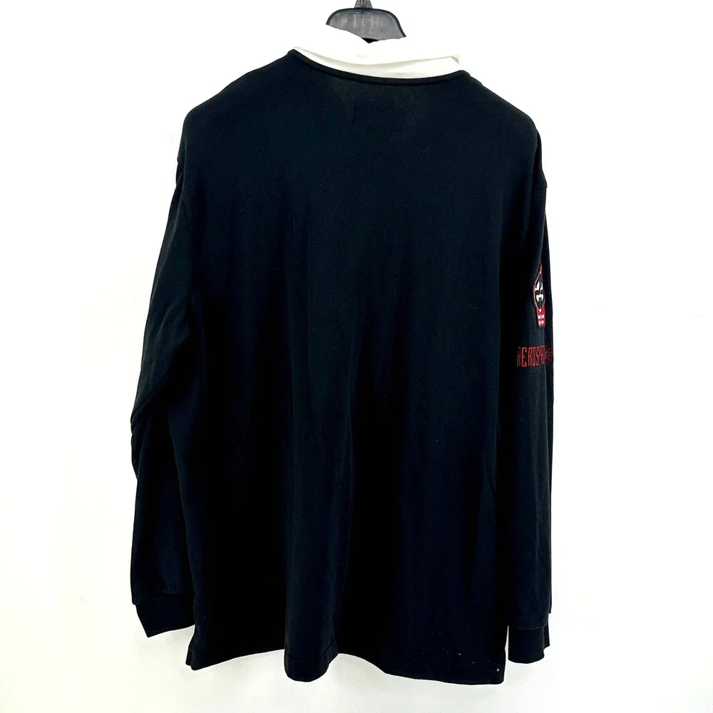 Jordan Flight School Rugby Shirt Mens XL Black Multi-Logo Long Sleeve HF9323-010